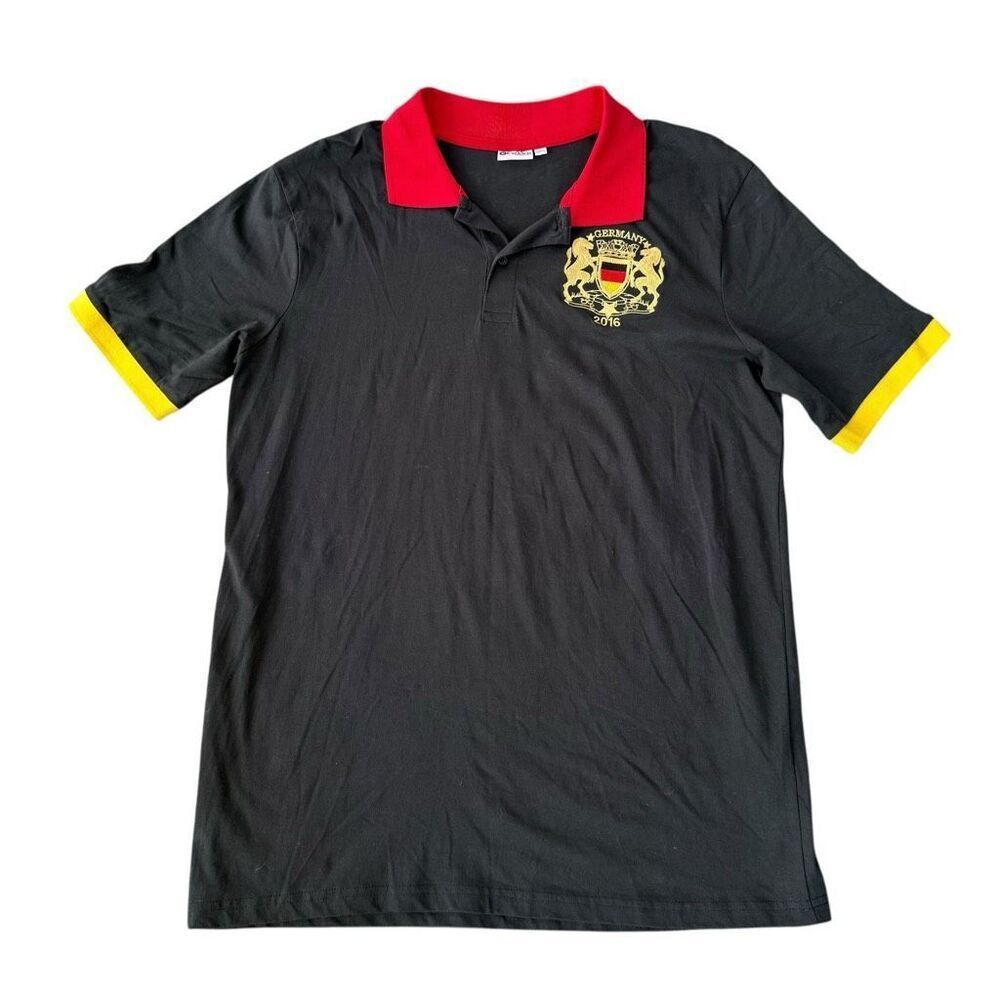 Reward Collection Germany 2016 men's black polo shirt red collar sz L